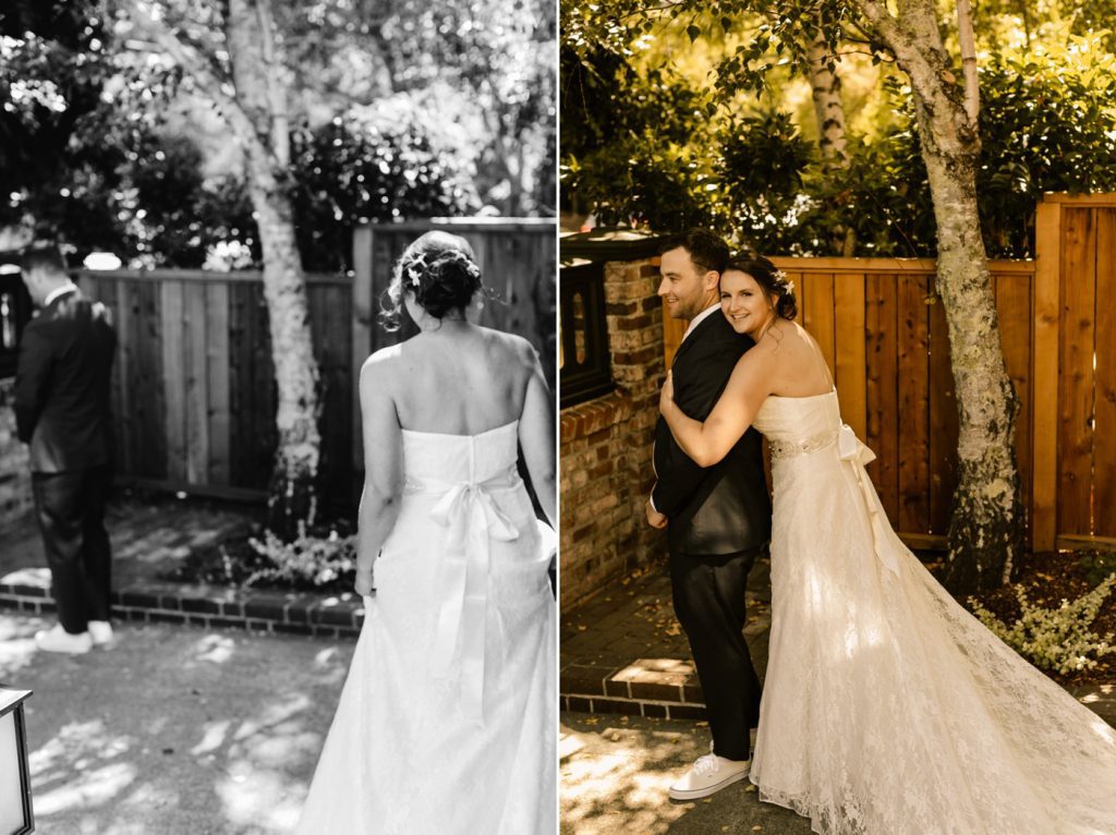 first look photos at an airbnb wedding photographer