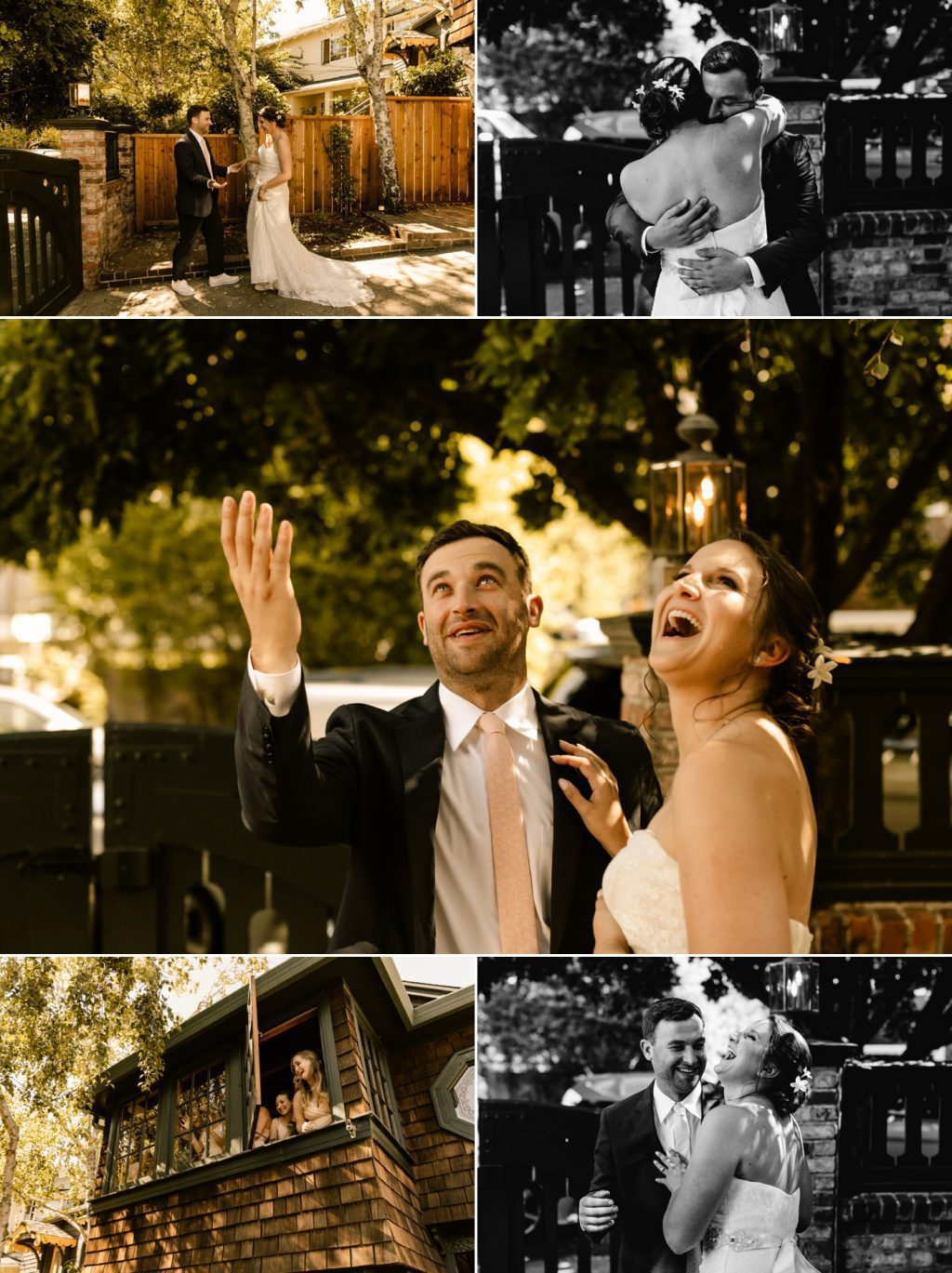 first look photos at an airbnb san Francisco wedding photographer