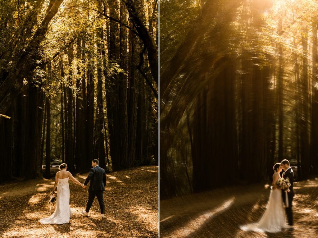 Helios effect, swirly bokeh wedding portrait, redwood wedding photographer mill valley