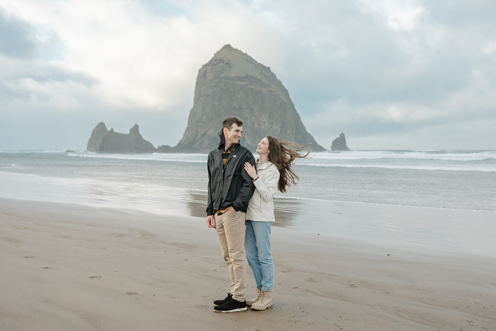 engagement session at haystack rock