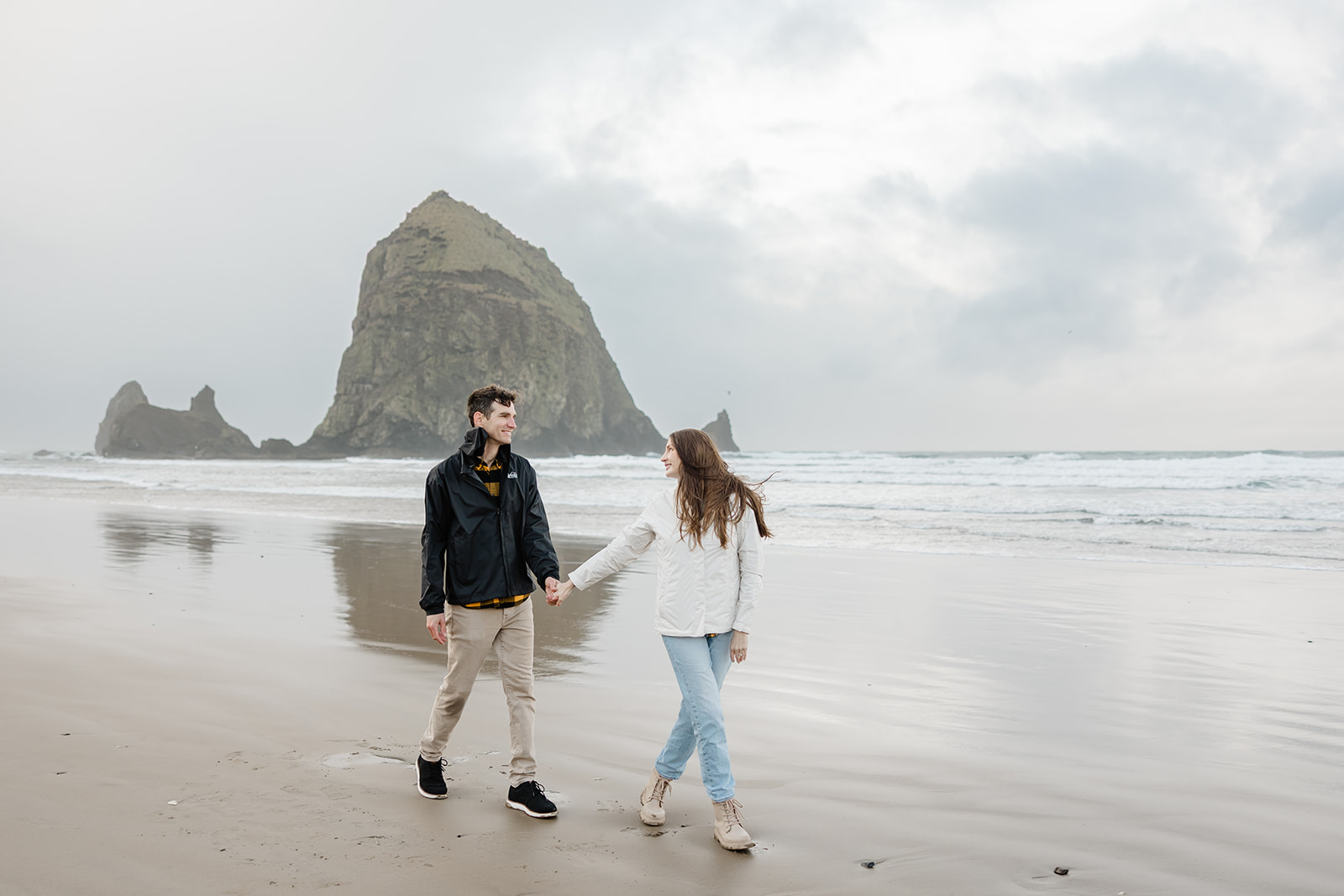 engagement session at haystack rock