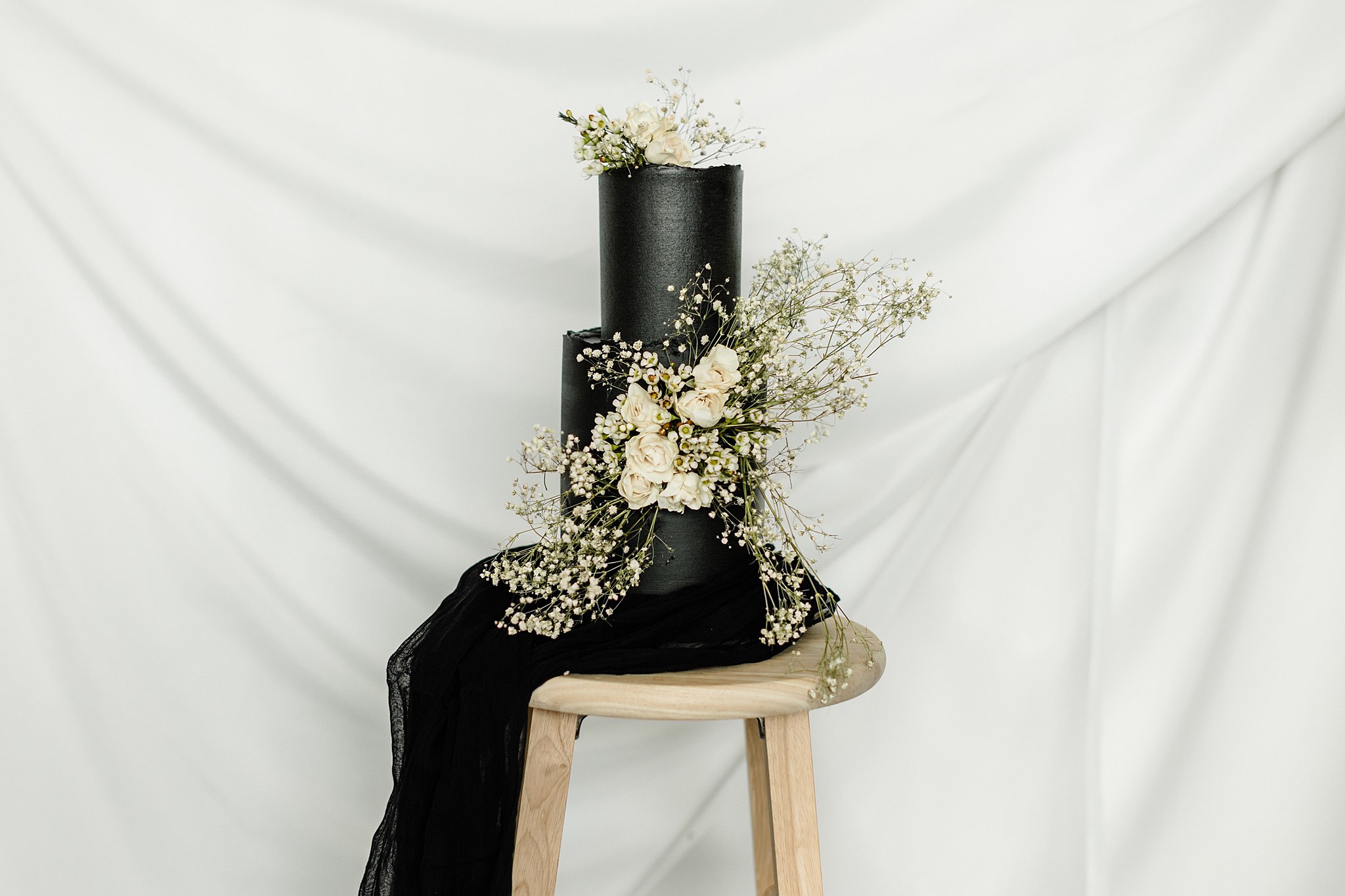 black wedding cake inspiration sift and gather Olympia, WA