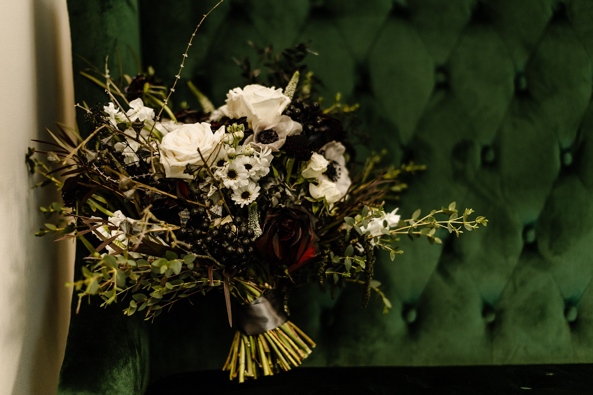 tacoma florist dark florals bridal bouquet sumner