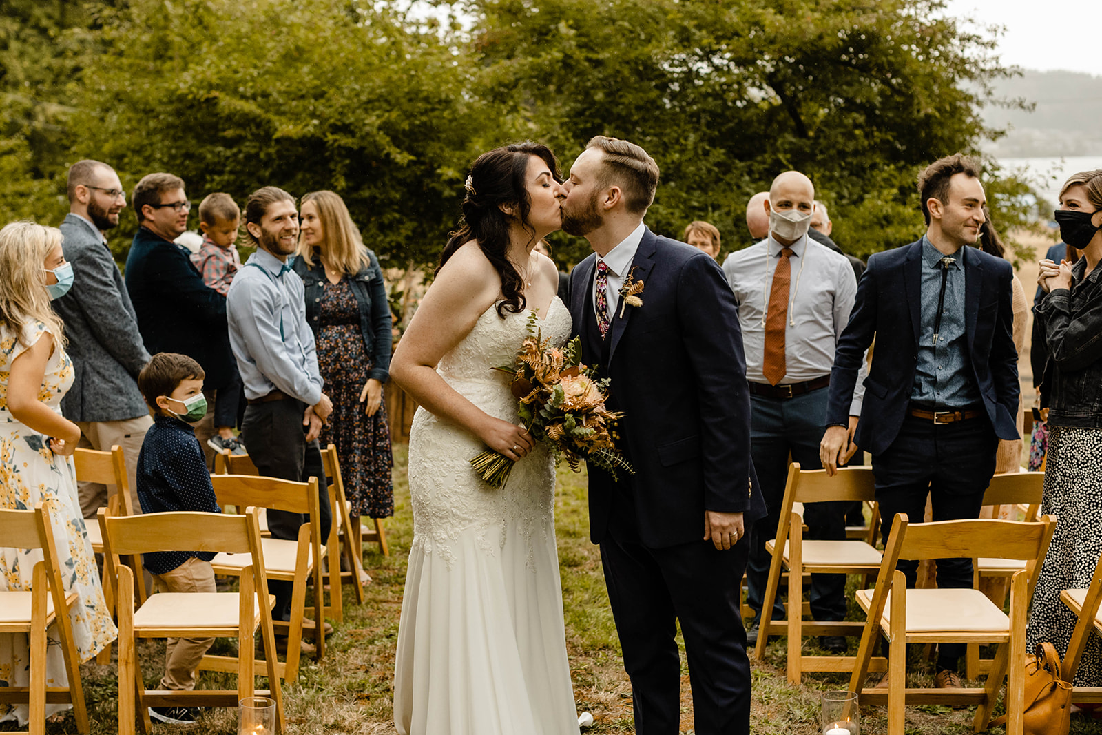 lace and pearl wedding aisle decor