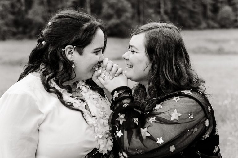 Rachel & Mekala’s Eclectic Cottage Wedding in Port Townsend, WA ￼