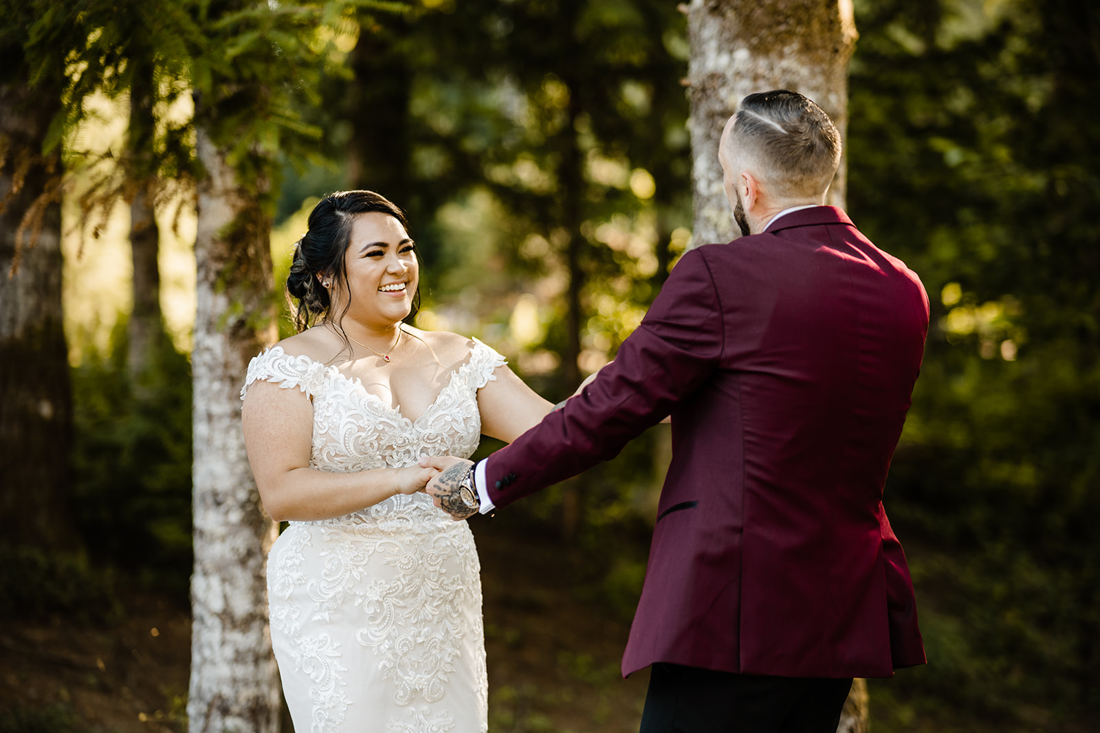 wedding advice from newlyweds blog. couple holds hands and dances a little during their portrait session.