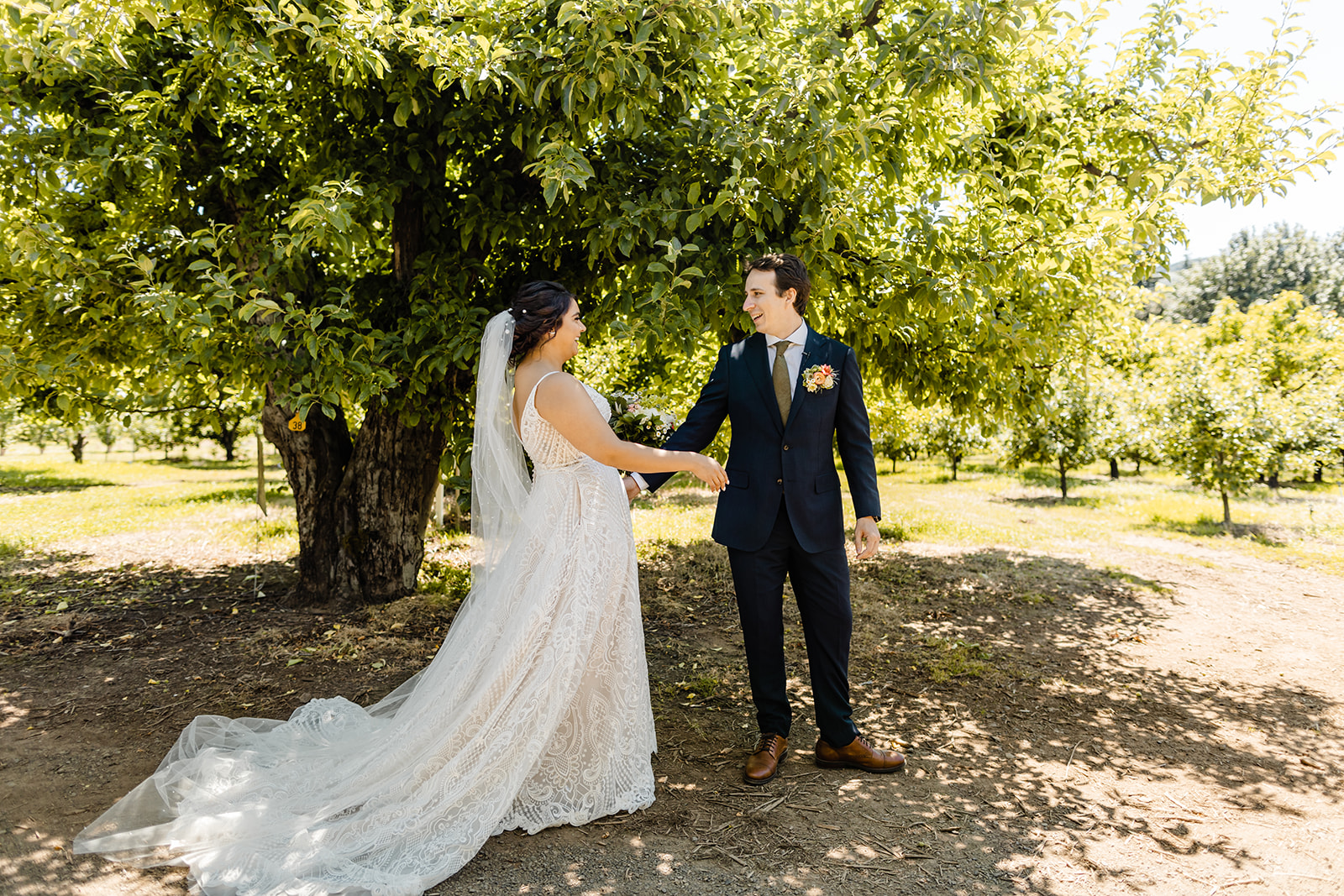 wedding advice from newlyweds blog. groom turns to see his bride for the first time on their wedding day.