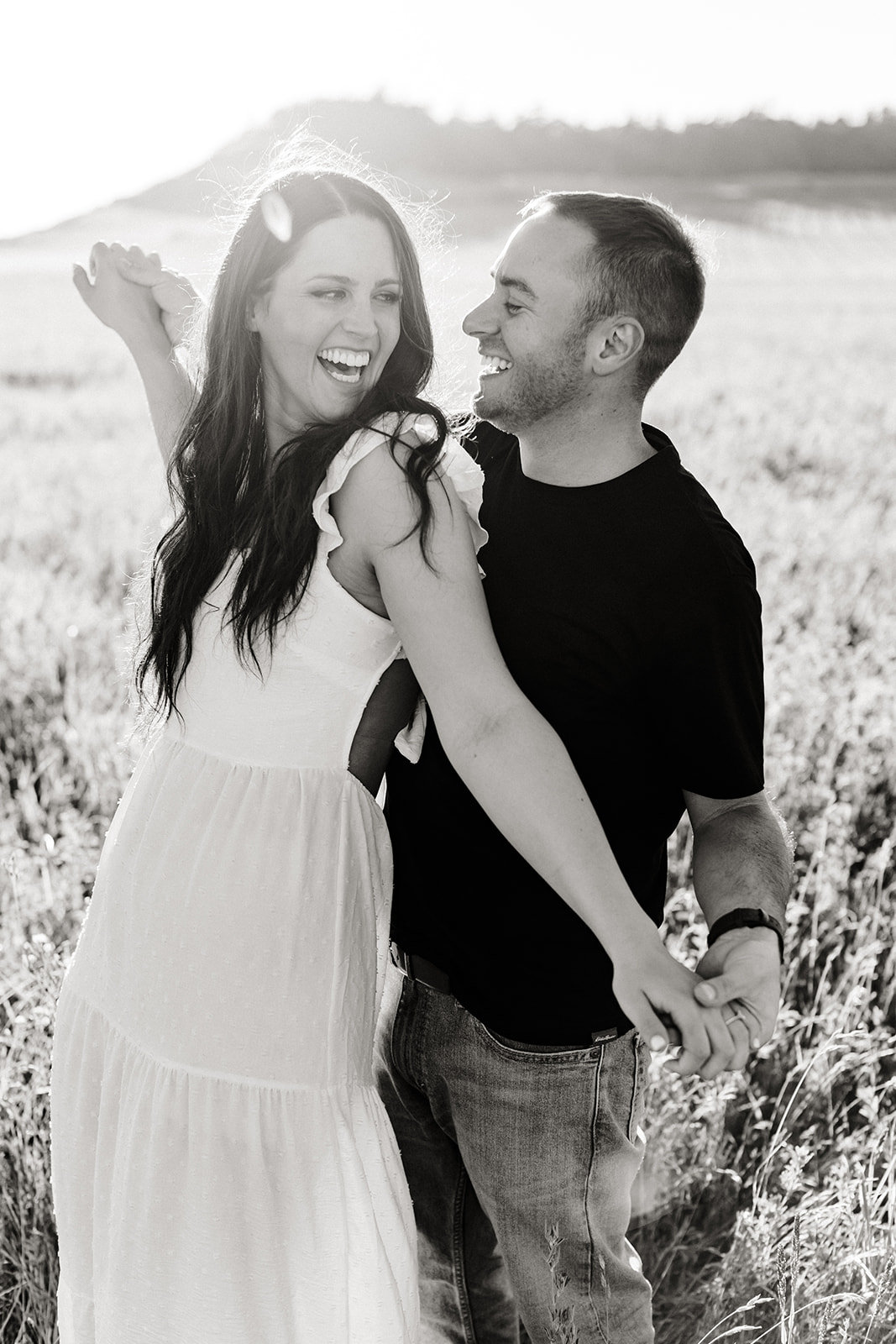 black and white engagement picture
