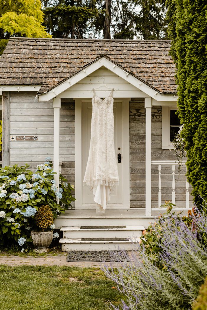 hanging wedding dress photo