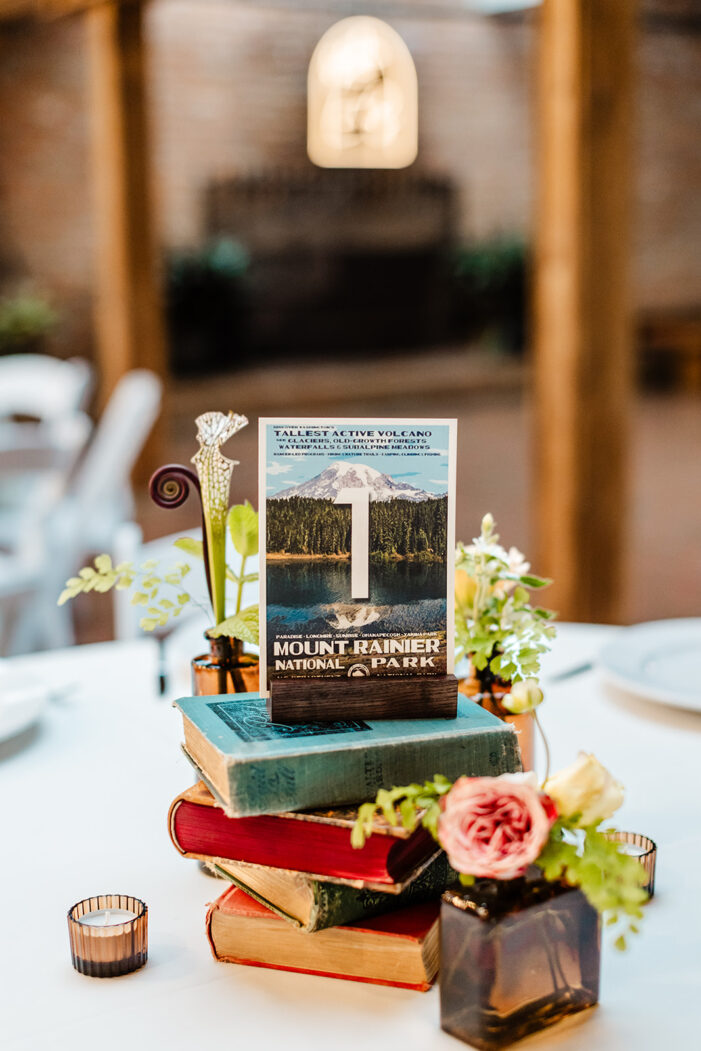 books stacked in tablescape