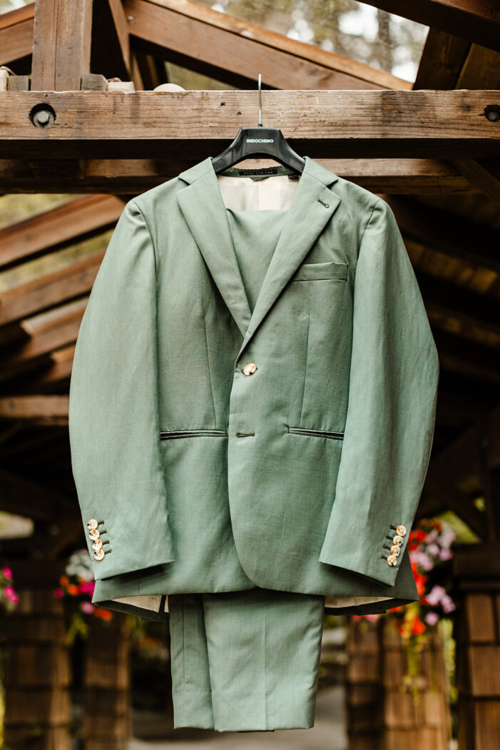 green wedding suit