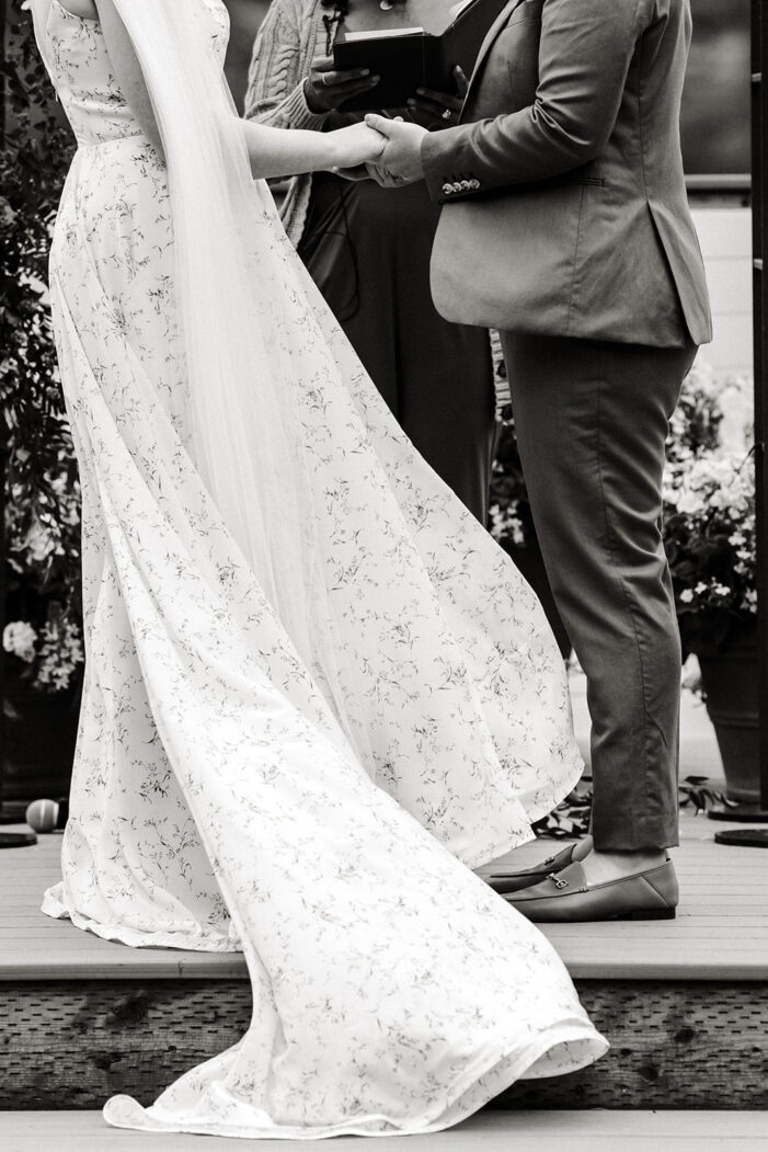 wedding dress blowing in the wind