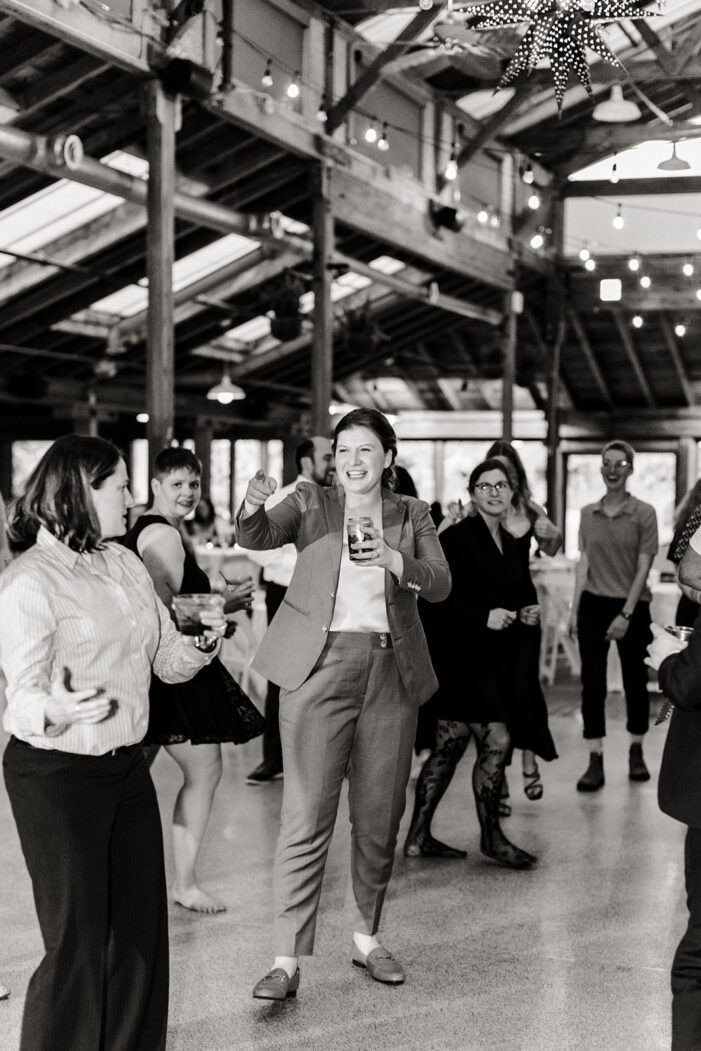 wedding guests dance at wedding reception