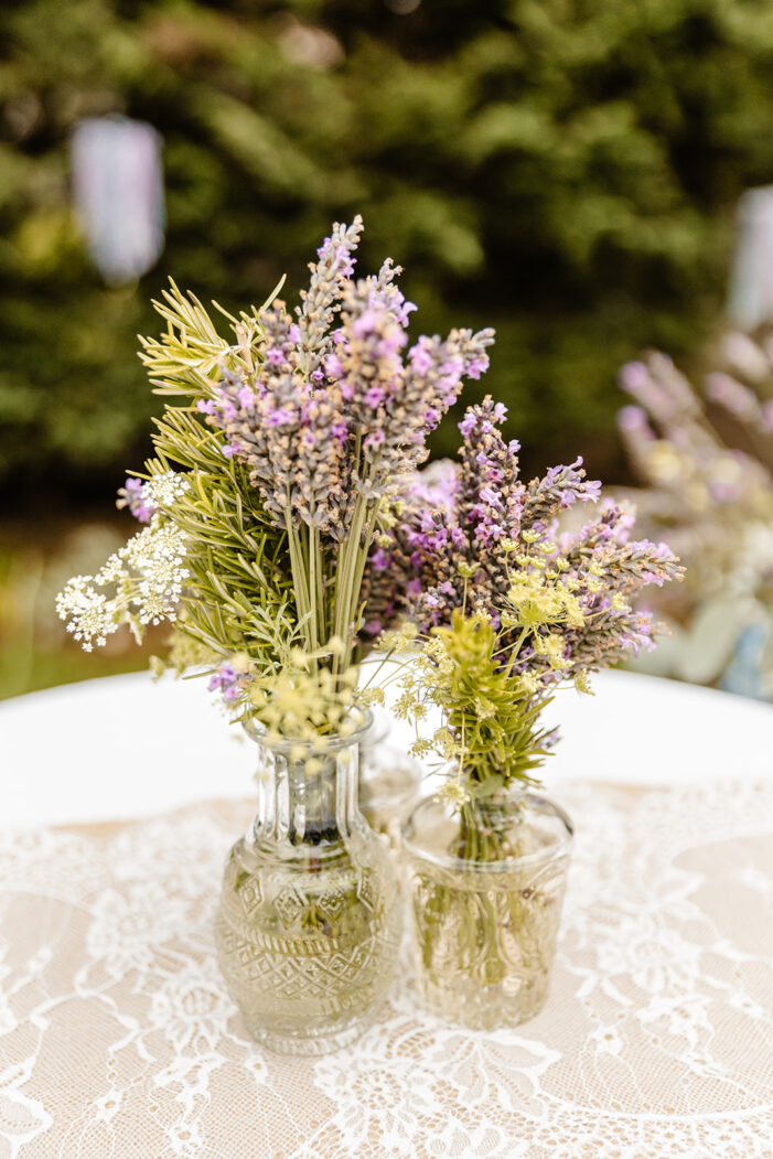 lavender in small glass vases