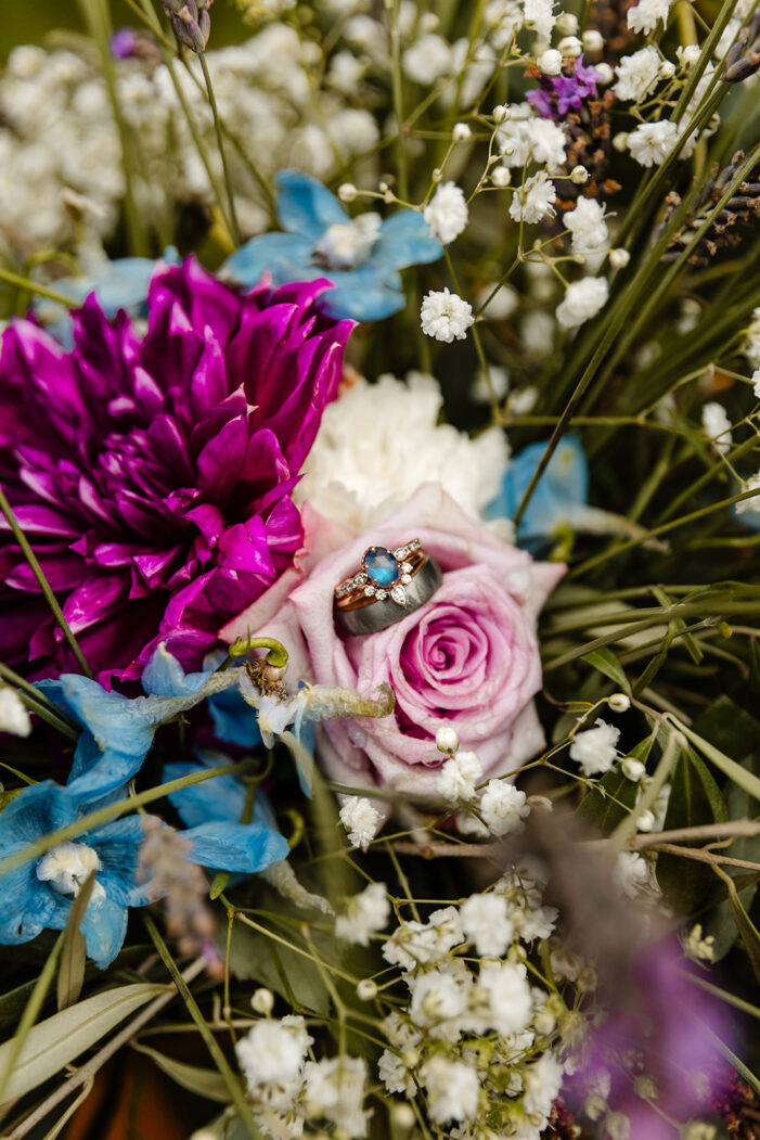 ring inside floral arrangement