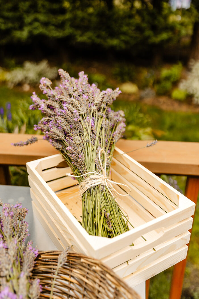 lavender bunch in wooden box