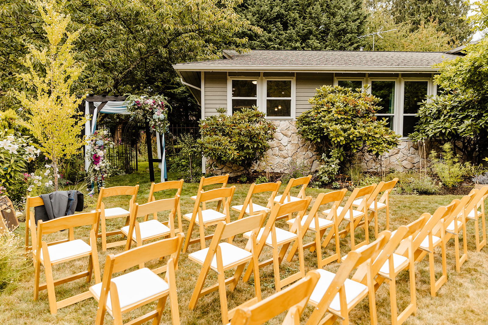 backyard ceremony set up