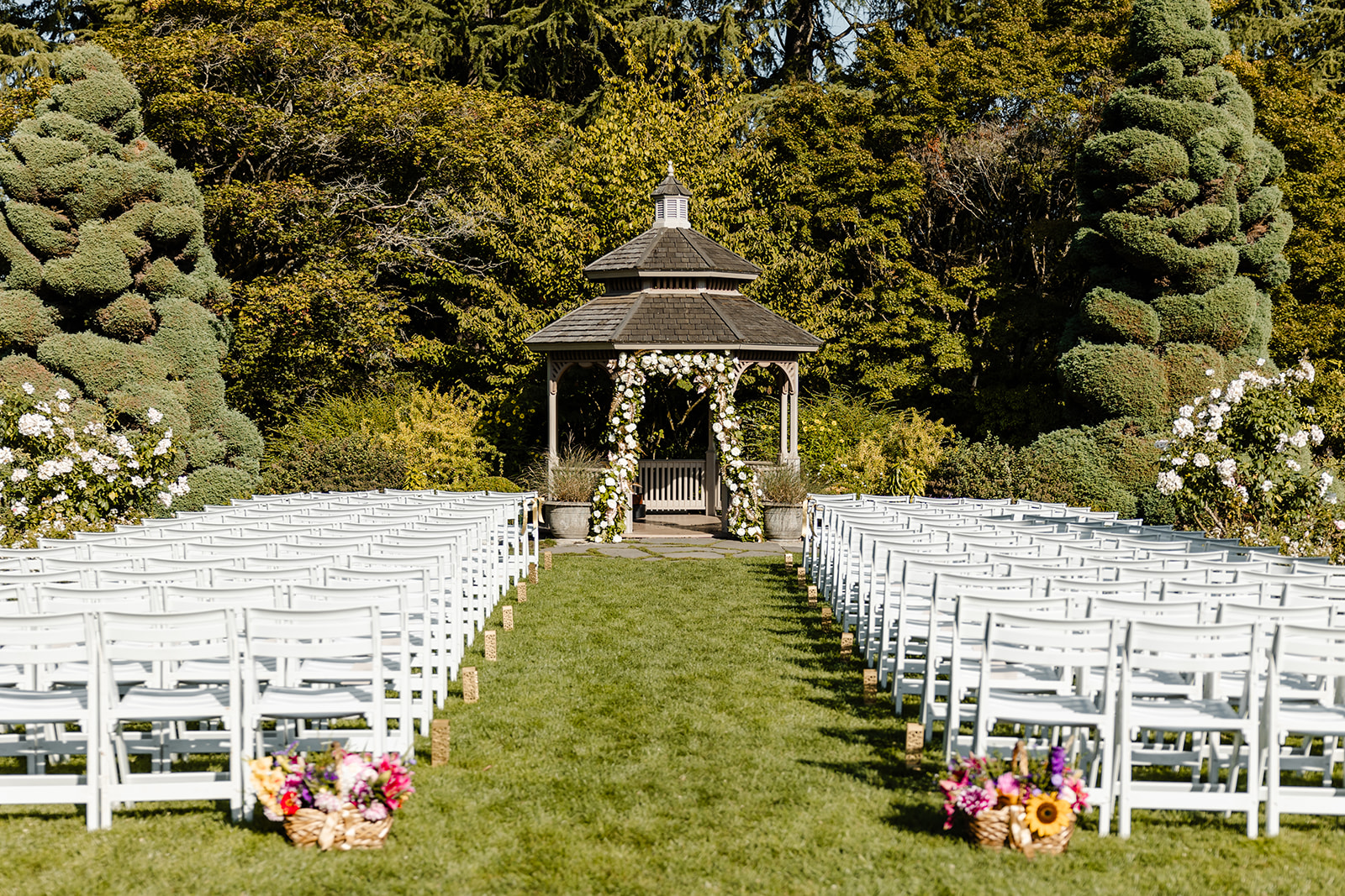 ceremony set up at rose garden in seattle