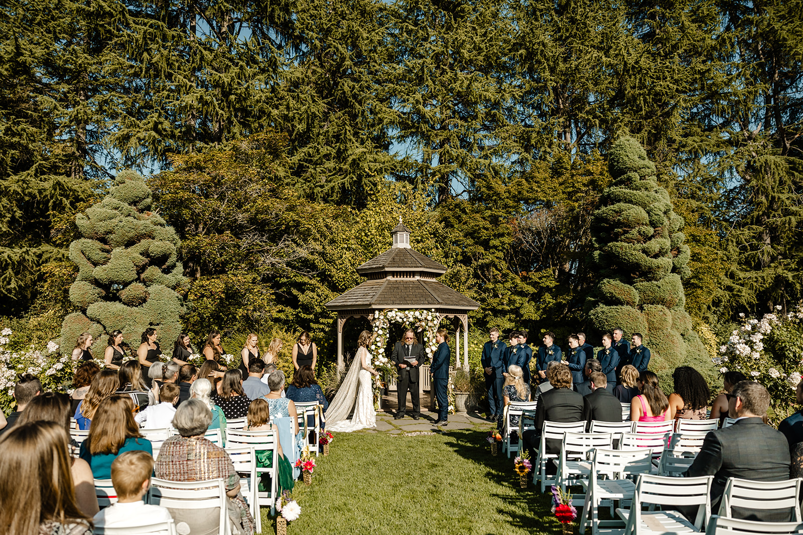 ceremony set up at rose garden