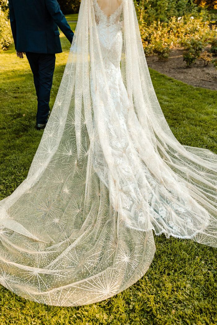 close on brides ethereal veil