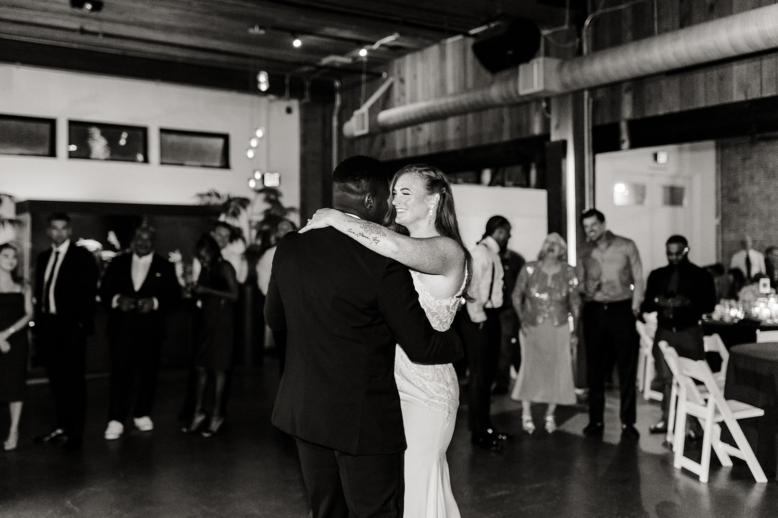 bride and groom dance at Within Sodo wedding reception