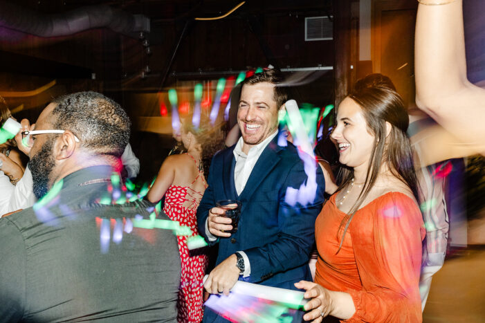 wedding guests dance at Within Sodo wedding reception