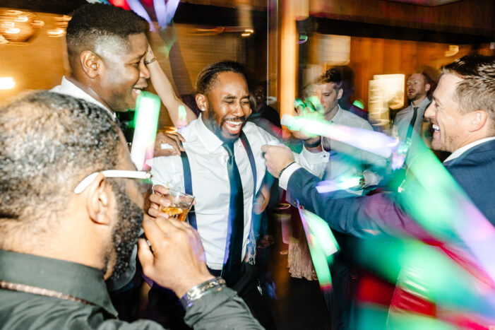 wedding guests dance at Within Sodo wedding reception