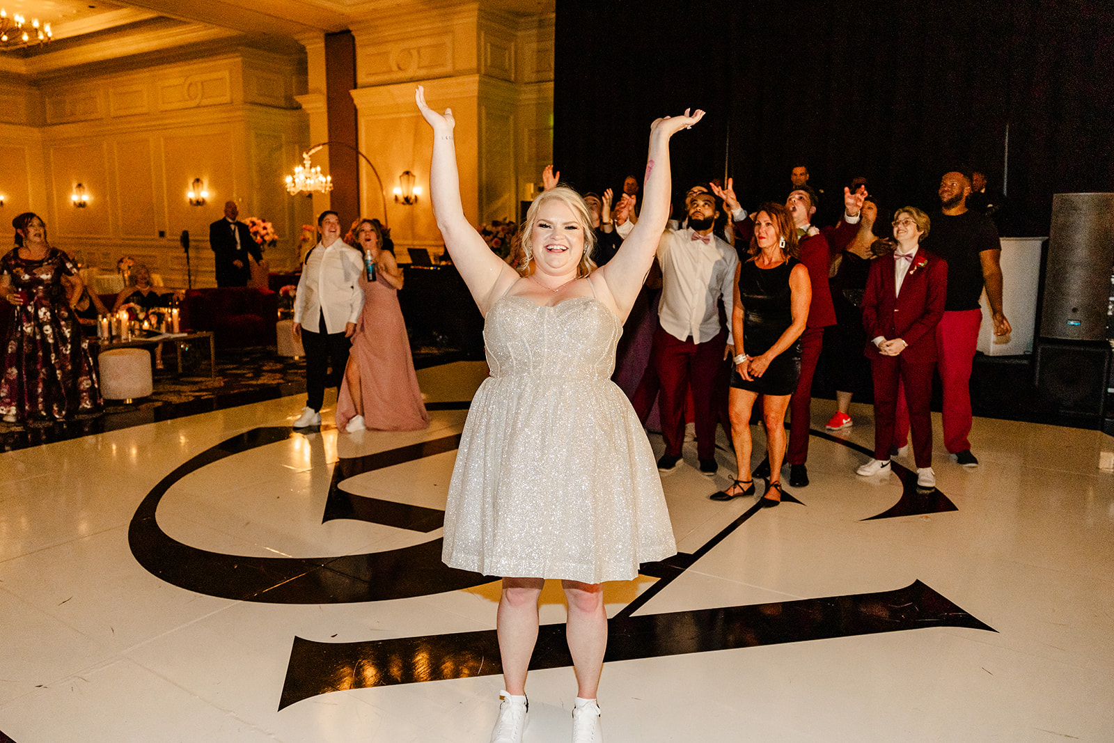 bride dances on wedding dance floor