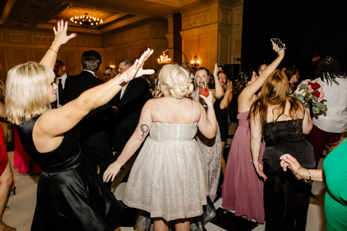 wedding guests dance at vegas wedding