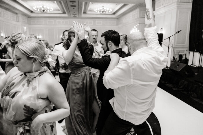 wedding guests dance at vegas wedding