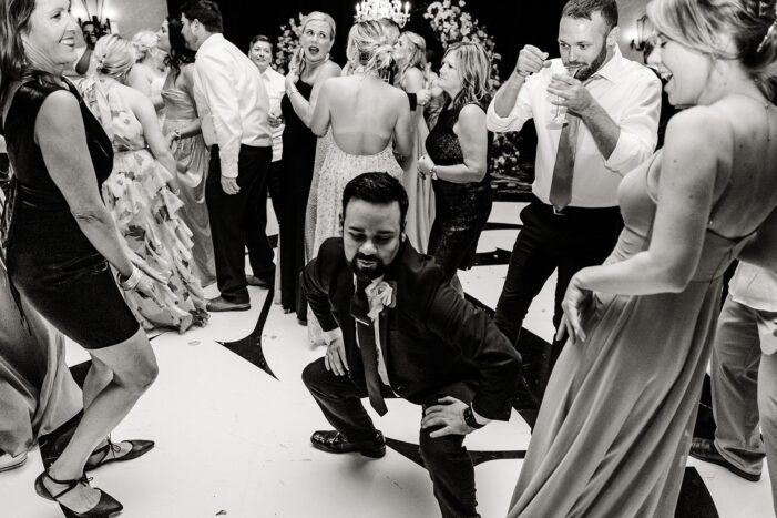 wedding guests dance at vegas wedding