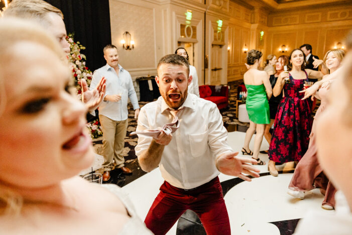 wedding guests dance at vegas wedding