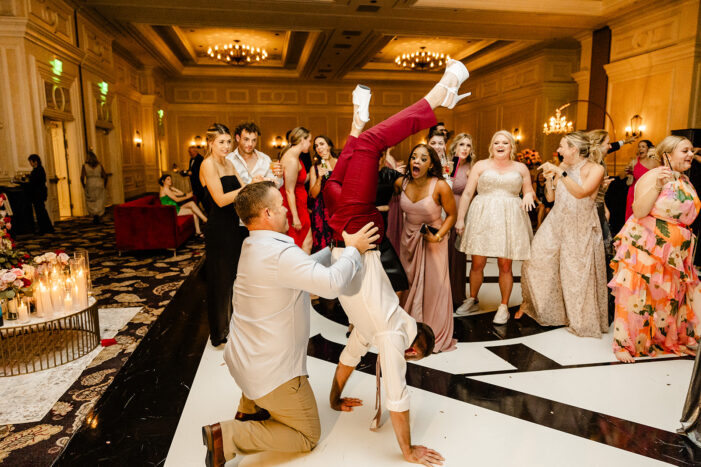 wedding guests dance at vegas wedding