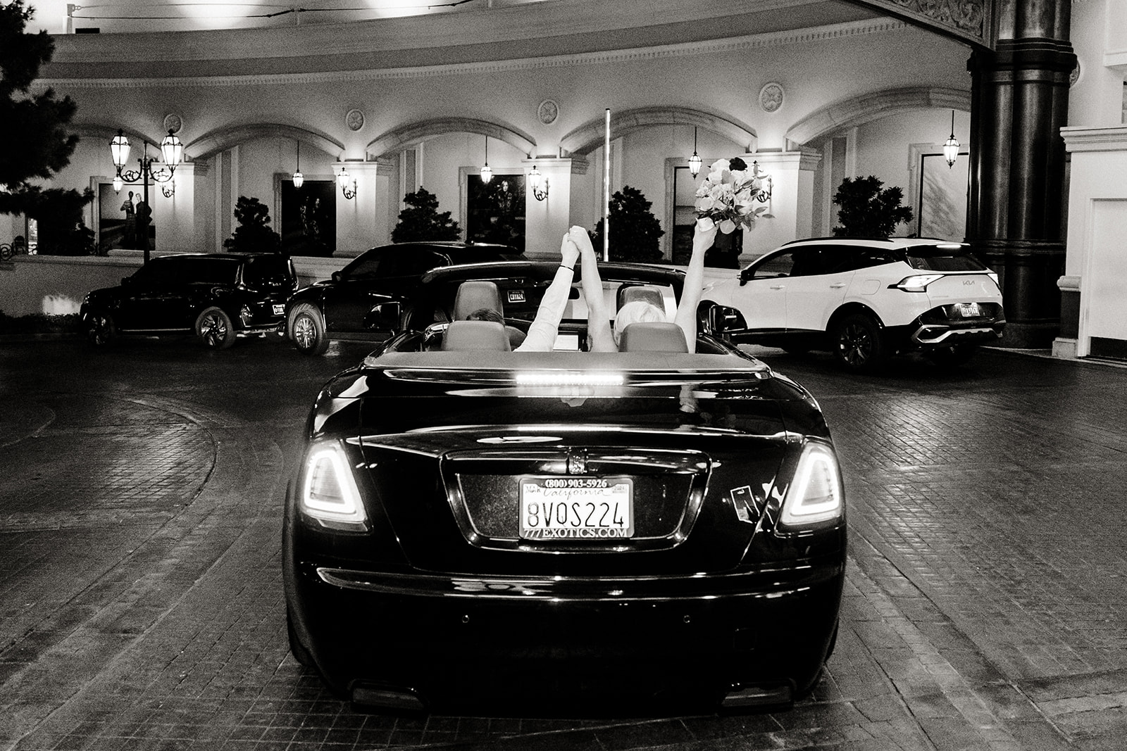 two brides leave vegas wedding in car