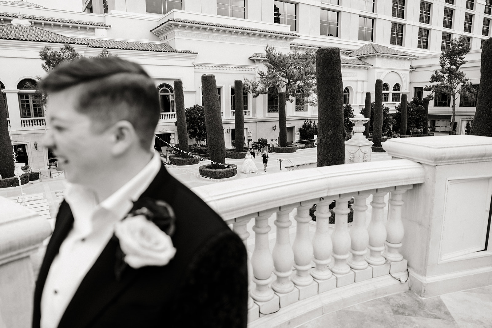 one bride waits for another bride during first look
