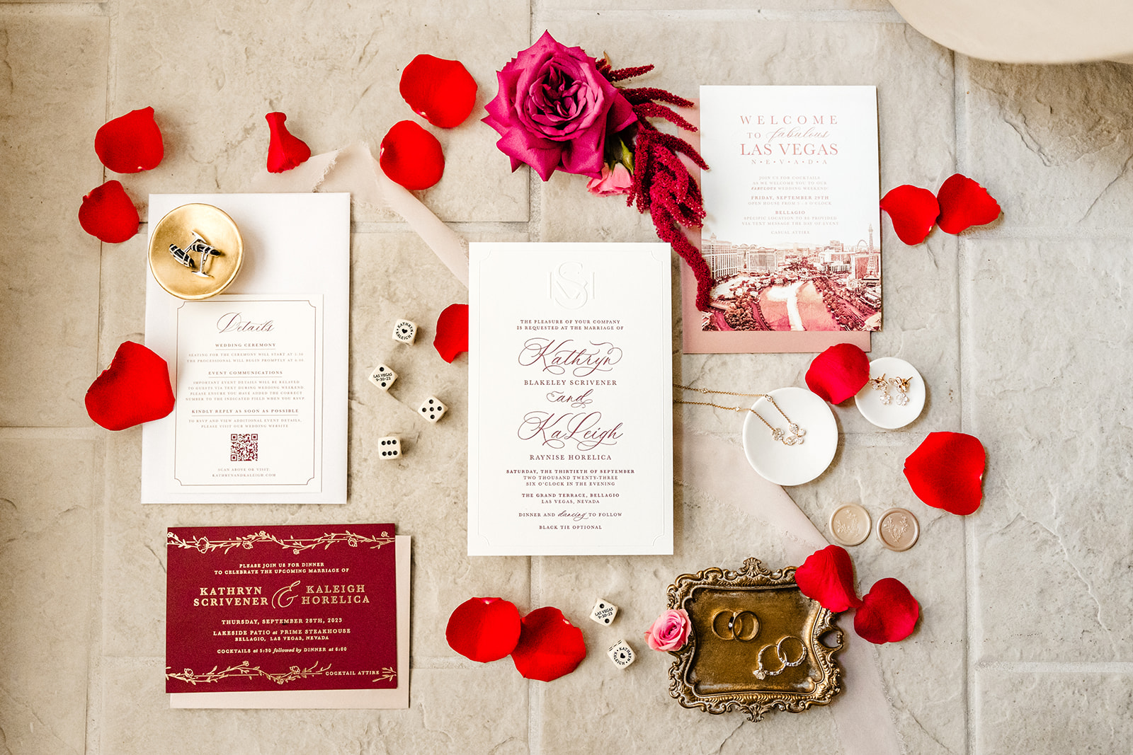 red and white wedding flatlay Washington Wedding Day Best Photographer of 2024