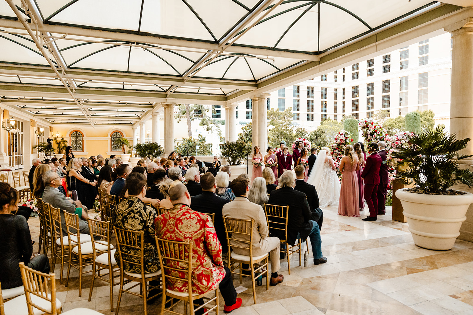 wedding guests watch two brides get married at las vegas wedding