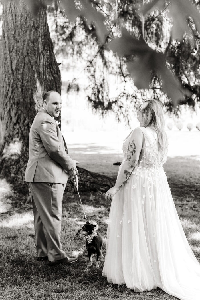 groom turns to see bride during first look