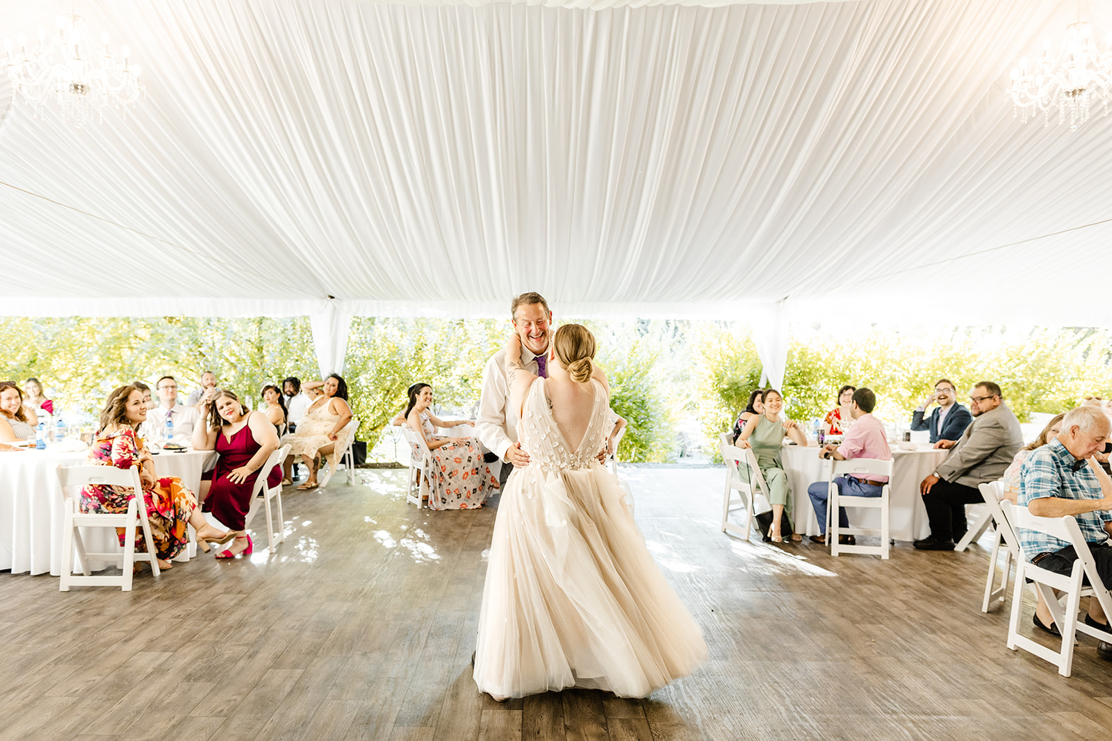bride and dad share first dance