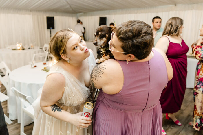 guests dance at evergreen meadows wedding