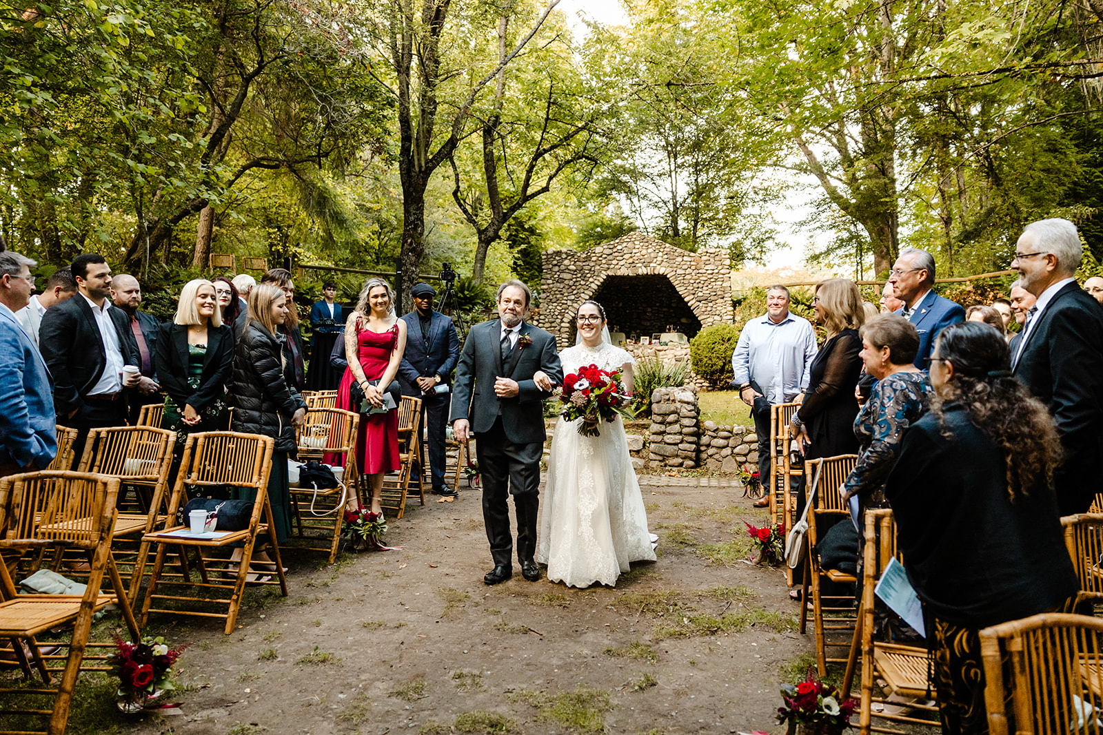 bride walks down aisle