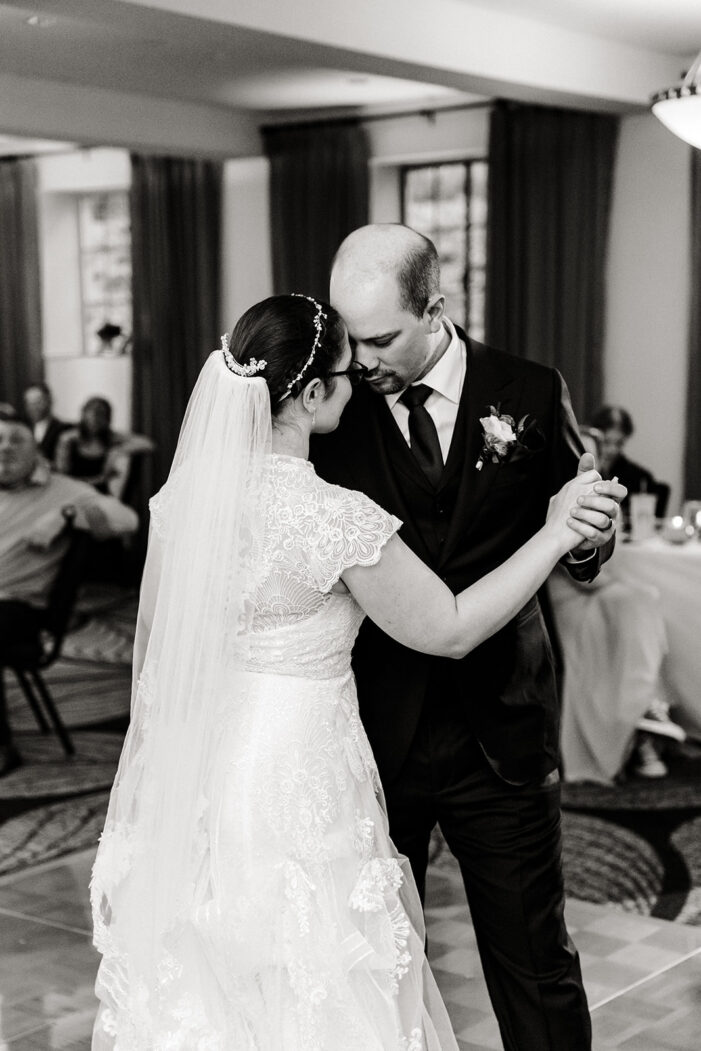 bride and groom share first dance
