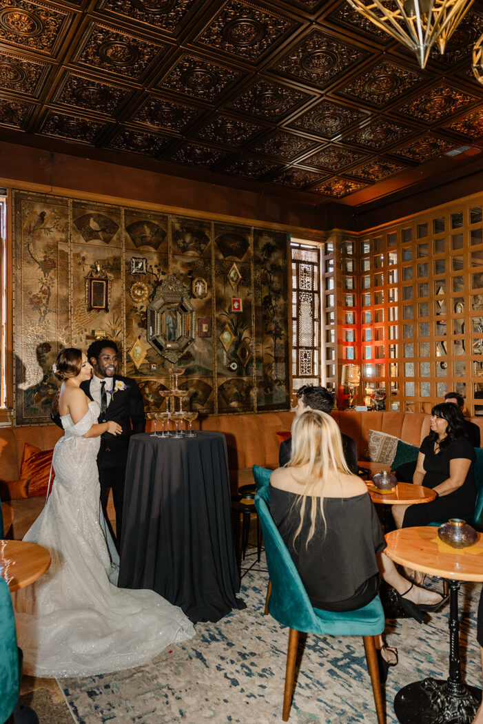 bride and groom toast