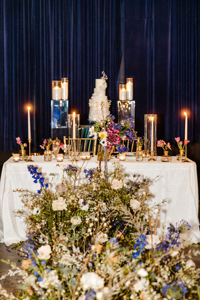 romantic wedding reception tablescape