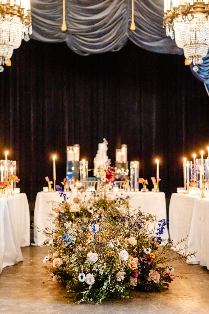 romantic wedding table scapes at the ruins wedding