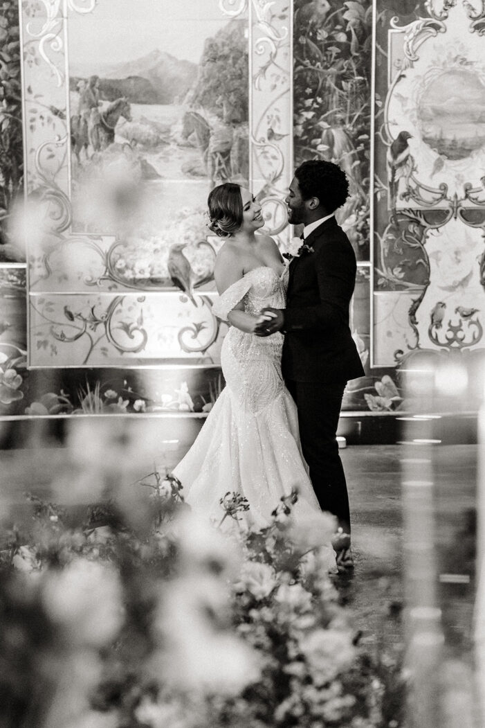 bride and groom share first dance
