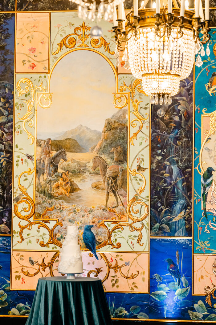 cake against a painted wall