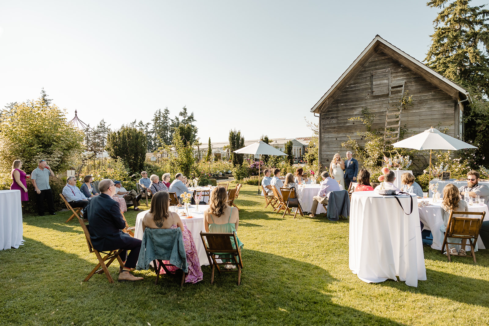 reception set up at garden wedding