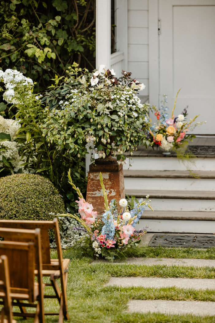 bright florals at garden wedding