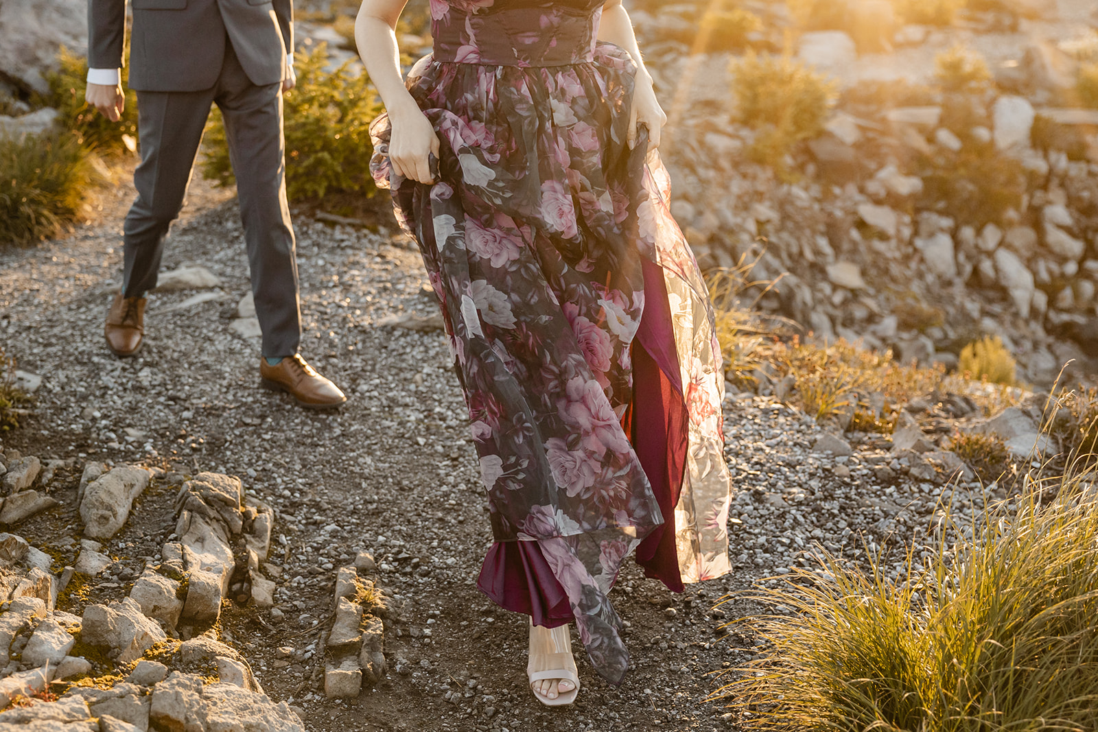 couple poses for engagement session at artist point mount baker